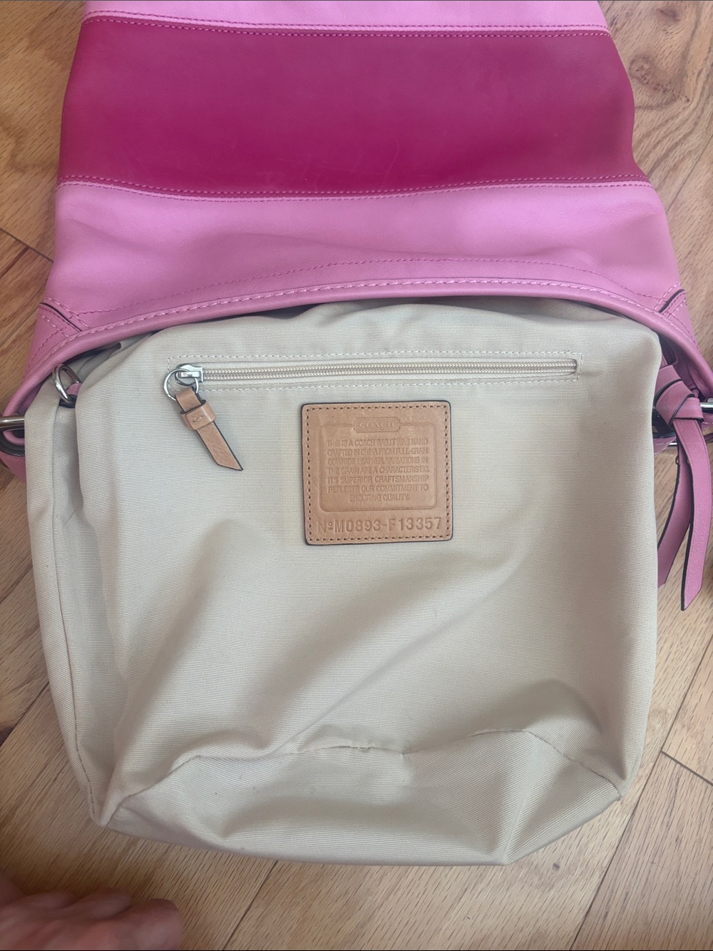 Vintage Coach Rugby Bucket Bag pink Leather Large Stripe Y2K Rare shoulder bag - Picture 14 of 17